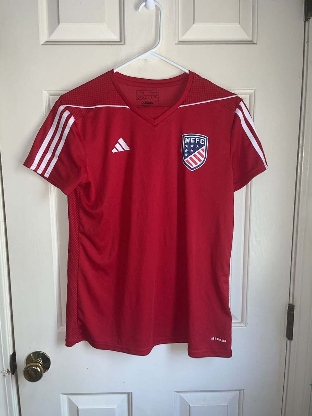 Adidas NEFC Soccer Jersey Red Size M. 19” by 26” long